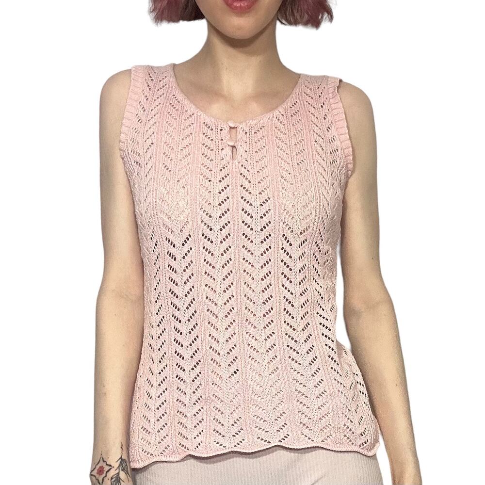 VTG Y2K Coquette Babydoll Knit Calvin Klein Tank Top 2000s
